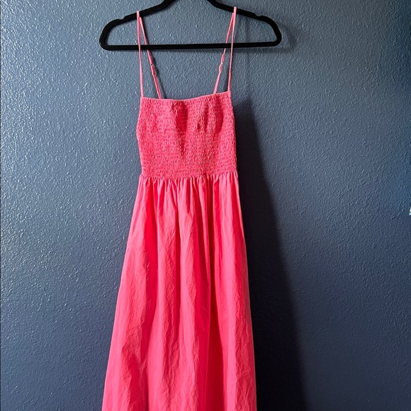 Faithfull The Brand Bryssa Midi Dress in Hot Pink - Picture 2 of 8